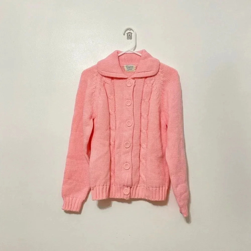Vintage - 1960s Simpsons for Sears Pastel Pink Knit Sweater - Picture 5 of 11